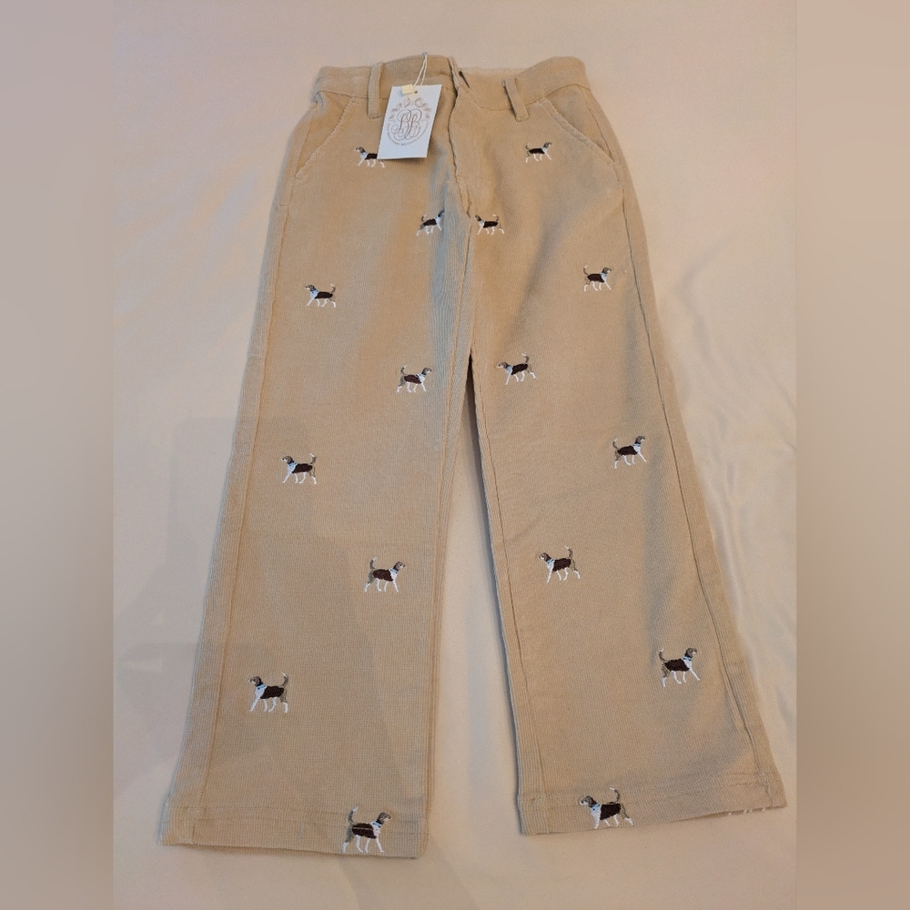 NWT - The Beaufort Bonnet Company Beige Corduroy Pants with Dog Motif